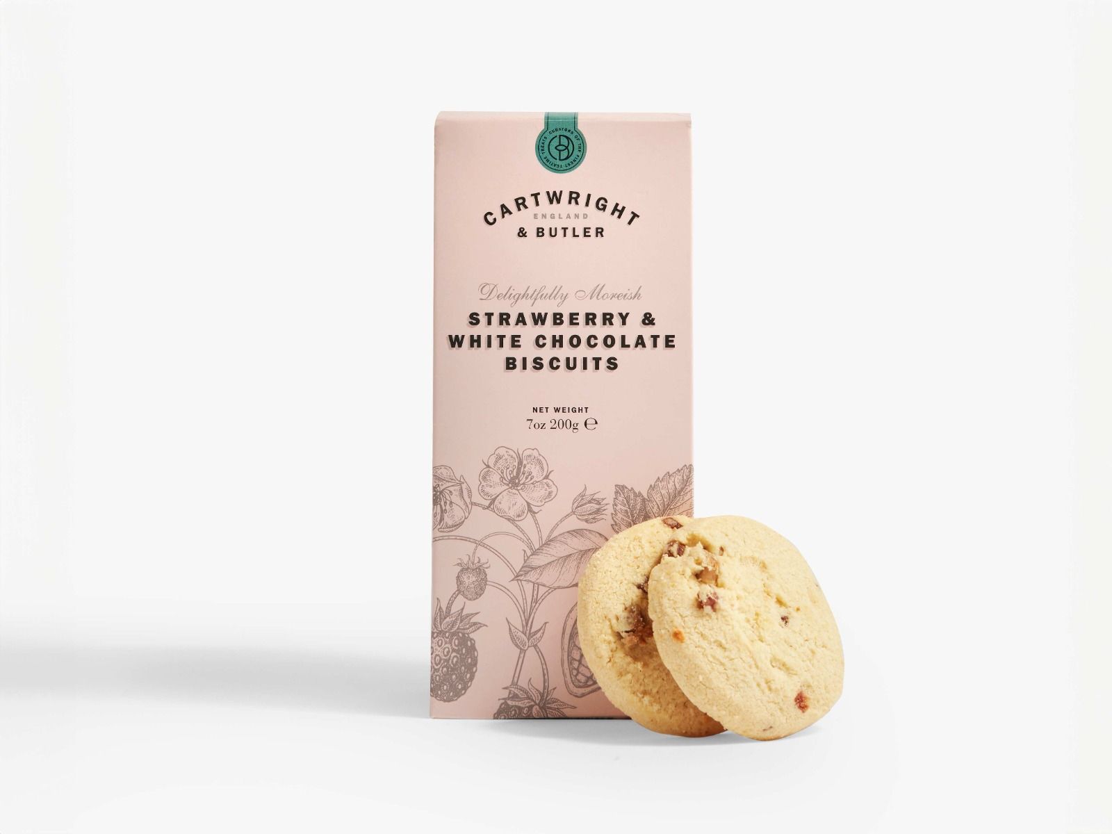 Strawberry & White Chocolate Biscuits in Carton