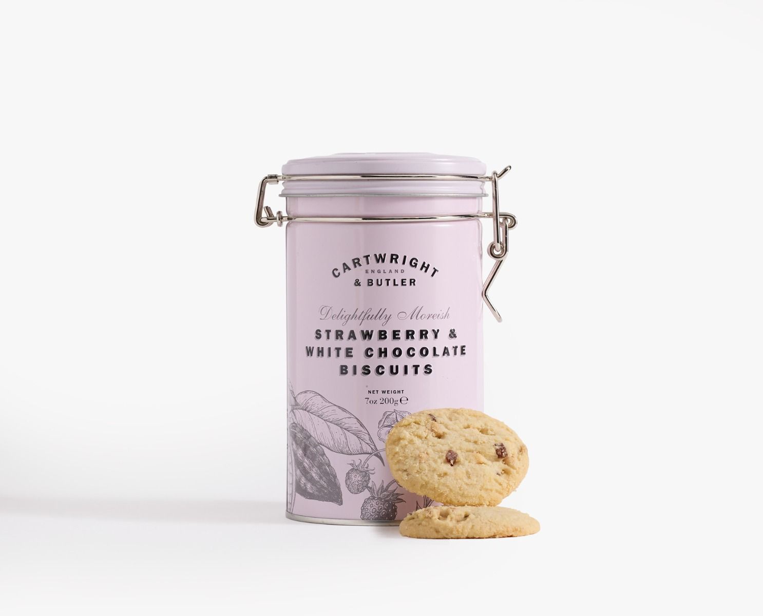 Strawberry & White Chocolate Biscuits in Tin