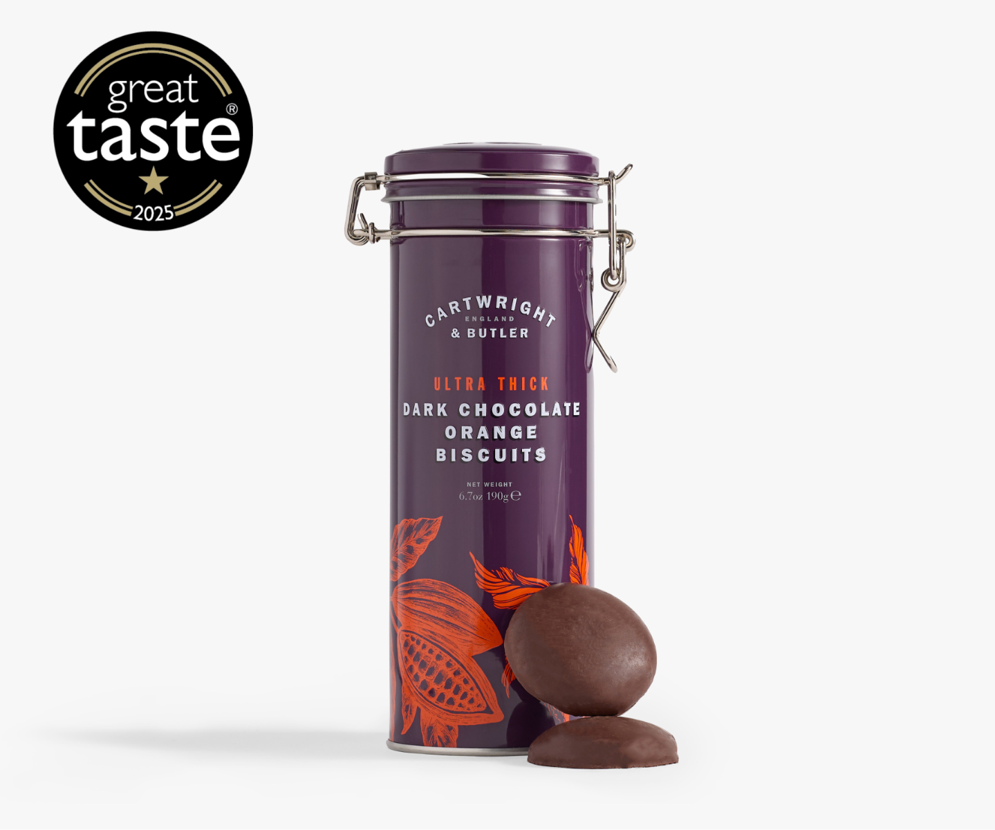 Ultra Thick Dark Chocolate Orange Biscuits in Tin
