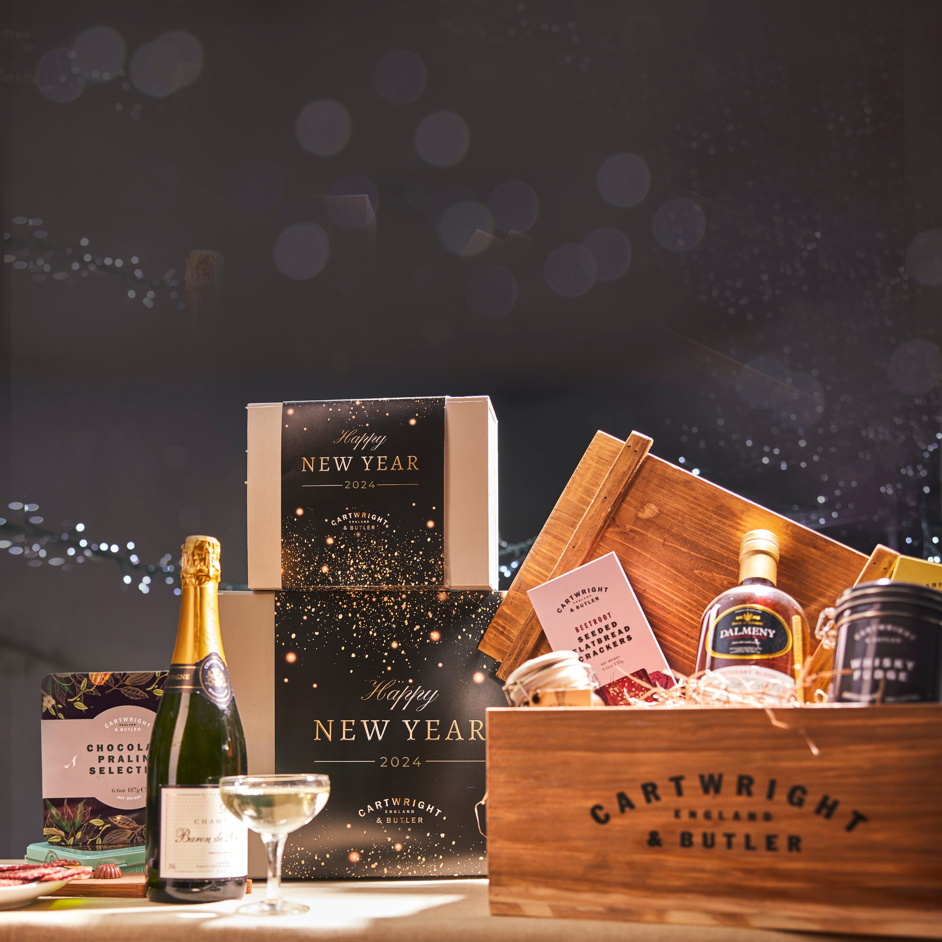 Festive cartwright and butler new years hamper with assorted items 