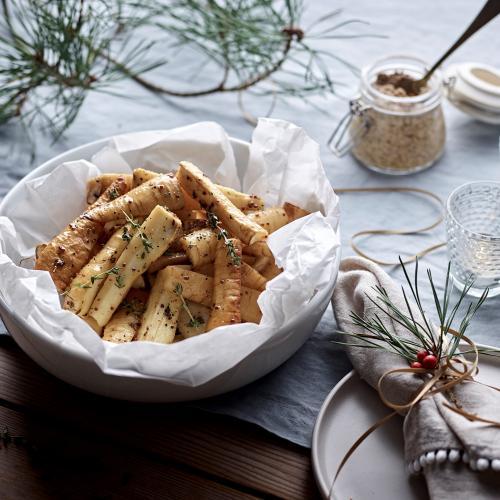 Honey, Mustard & Thyme Roasted Parsnips