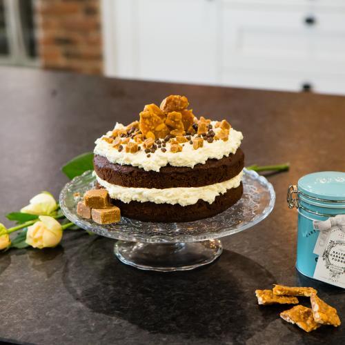 Chocolate Sponge Cake with Salted Caramel Fudge 