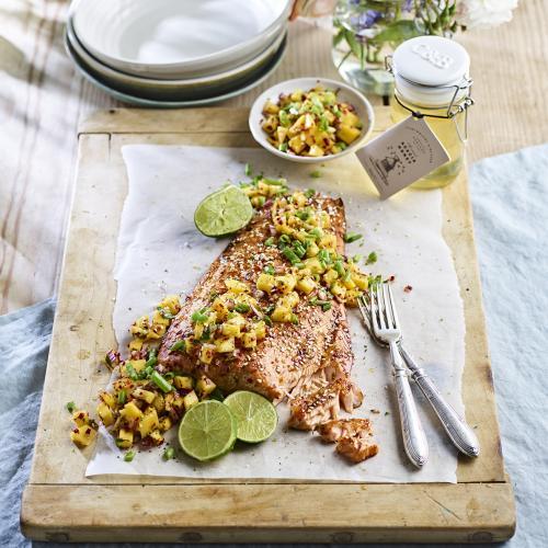 Honey, Chilli & Soy Salmon with Mango Salsa