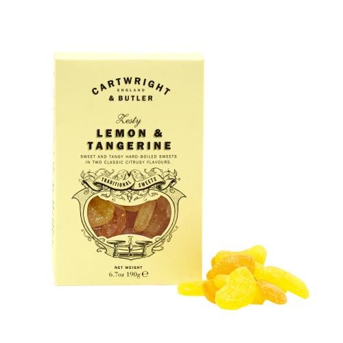 Lemon & Tangerine flavoured hard boiled traditional sweets confectionery in box
