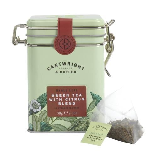Whole Leaf Green Tea with Citrus Blend in Decorative Tin & tea bag