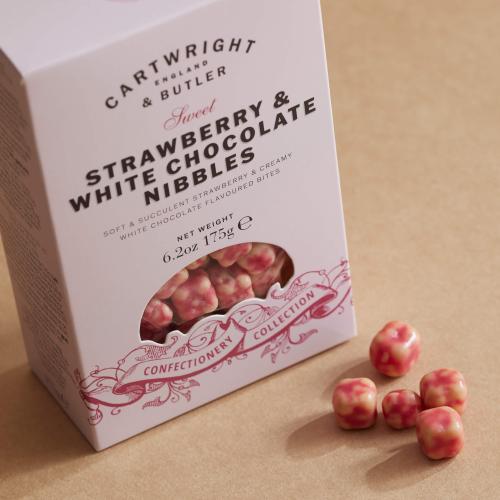 Strawberry & White Chocolate Nibbles in carton
