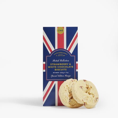 Great British Collection - Strawberry & White Chocolate Biscuits in Carton