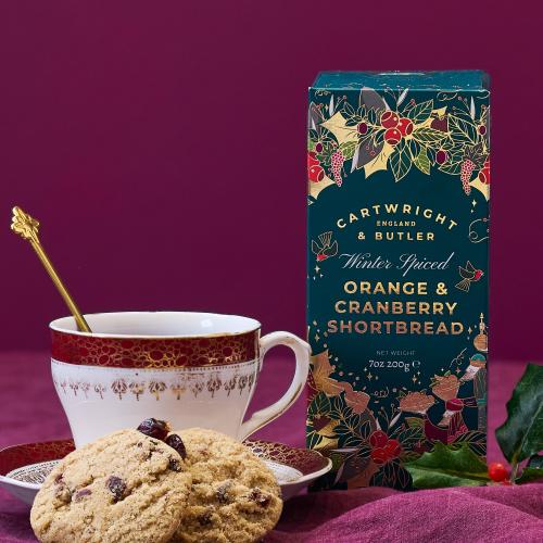 Winter Spiced Orange and Cranberry Shortbread Rounds in Carton