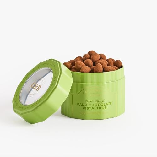 Cocoa Dusted Dark Chocolate Pistachios