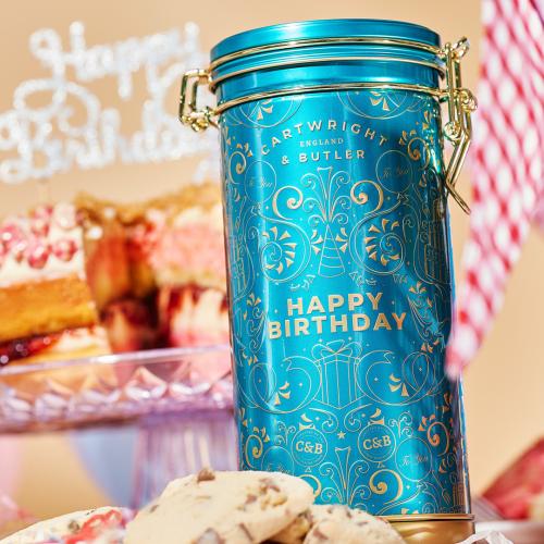 Happy Birthday Musical Tin - Milk Chocolate Chunk Biscuits 