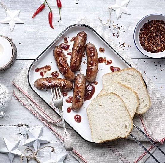 Cranberry & Chilli Glazed Sausages IMAGE